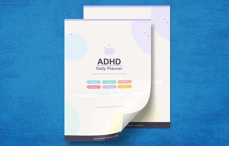 ADHD Daily Planner printable PDF layout preview